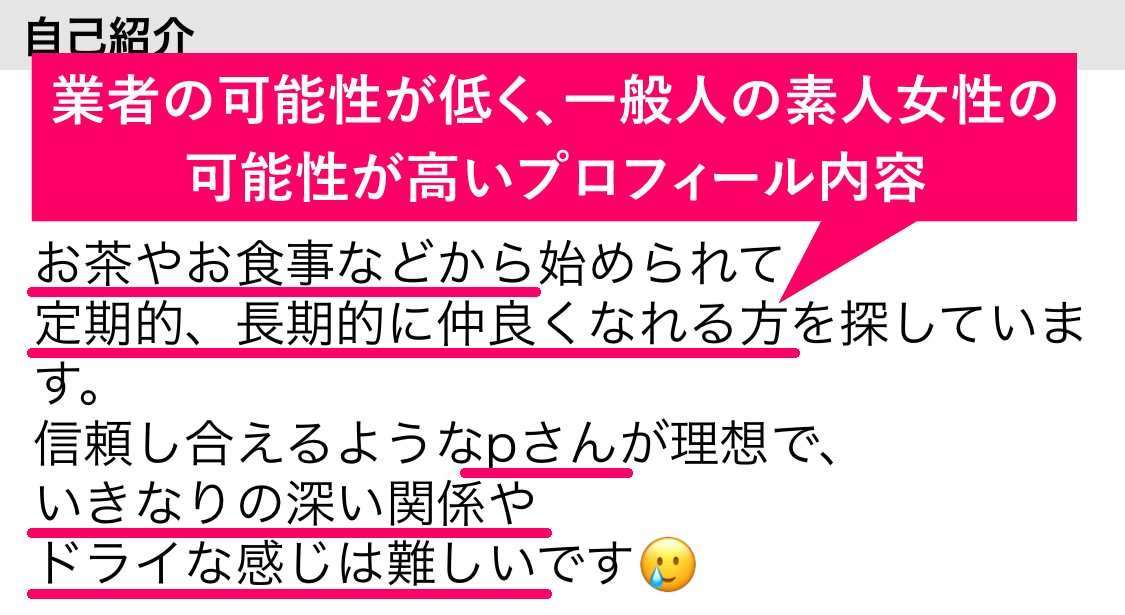 ハッピーメールで大人の関係ありのパパ活で出会えた女性のプロフィールの内容