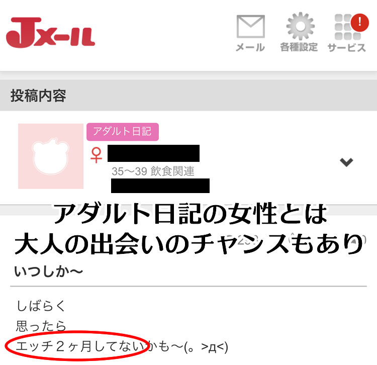 Jメールの日記を利用している女性の日記内容