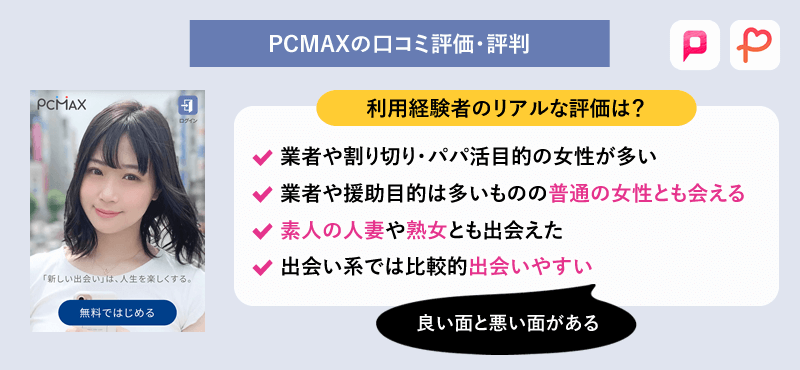 PCMAX(PCマックス)の口コミ評価・評判