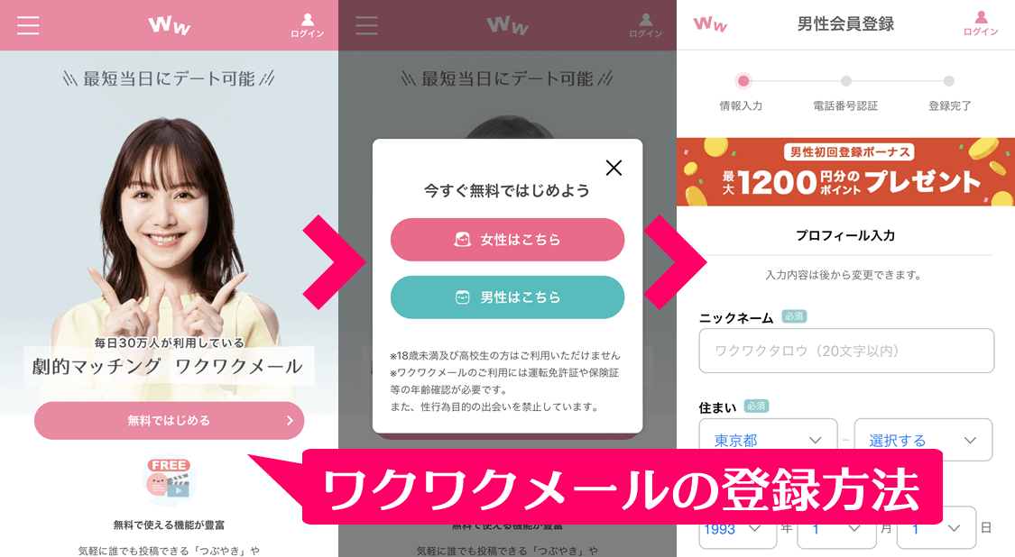 ワクワクメールの登録方法と手順