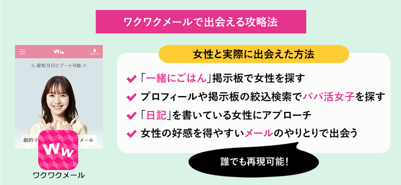ワクワクメールで実際に女性と出会えた方法