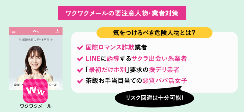 ワクワクメールの要注意人物・業者対策